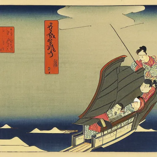 Image similar to an airplane, ukiyo-e by Utagawa Kuniyoshi