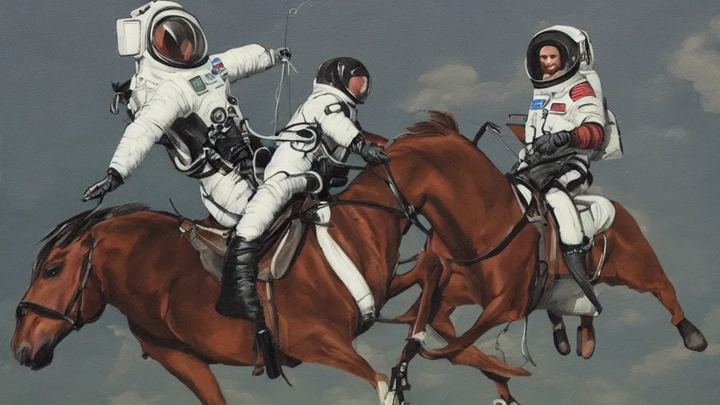 Prompt: a horse riding an astronaut, art by buchholz quint,