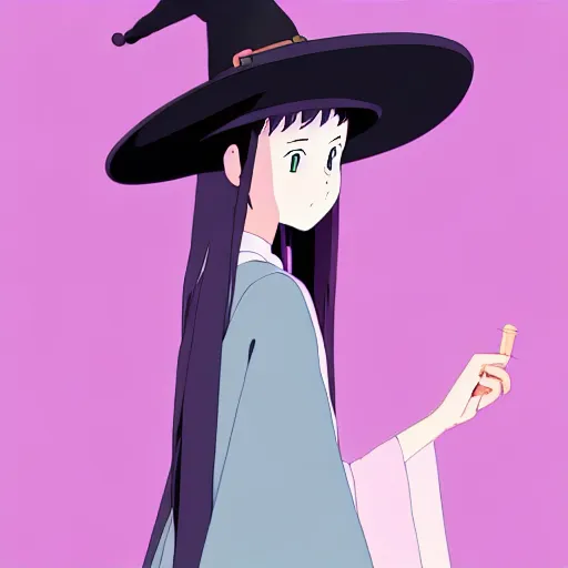 Image similar to a young women witch with a pastel aesthetic, studio ghibli, character design, fantasy, 8 k resolution