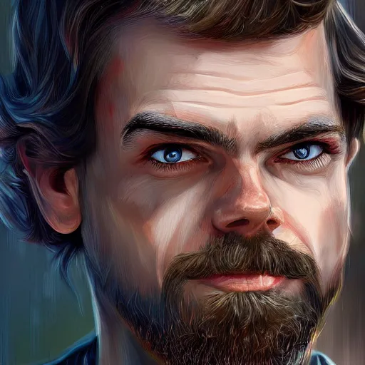 Image similar to jack dorsey funny grimase, closeup, fantasy, intricate, elegant, highly detailed, digital painting, artstation, concept art, matte, sharp focus, illustration