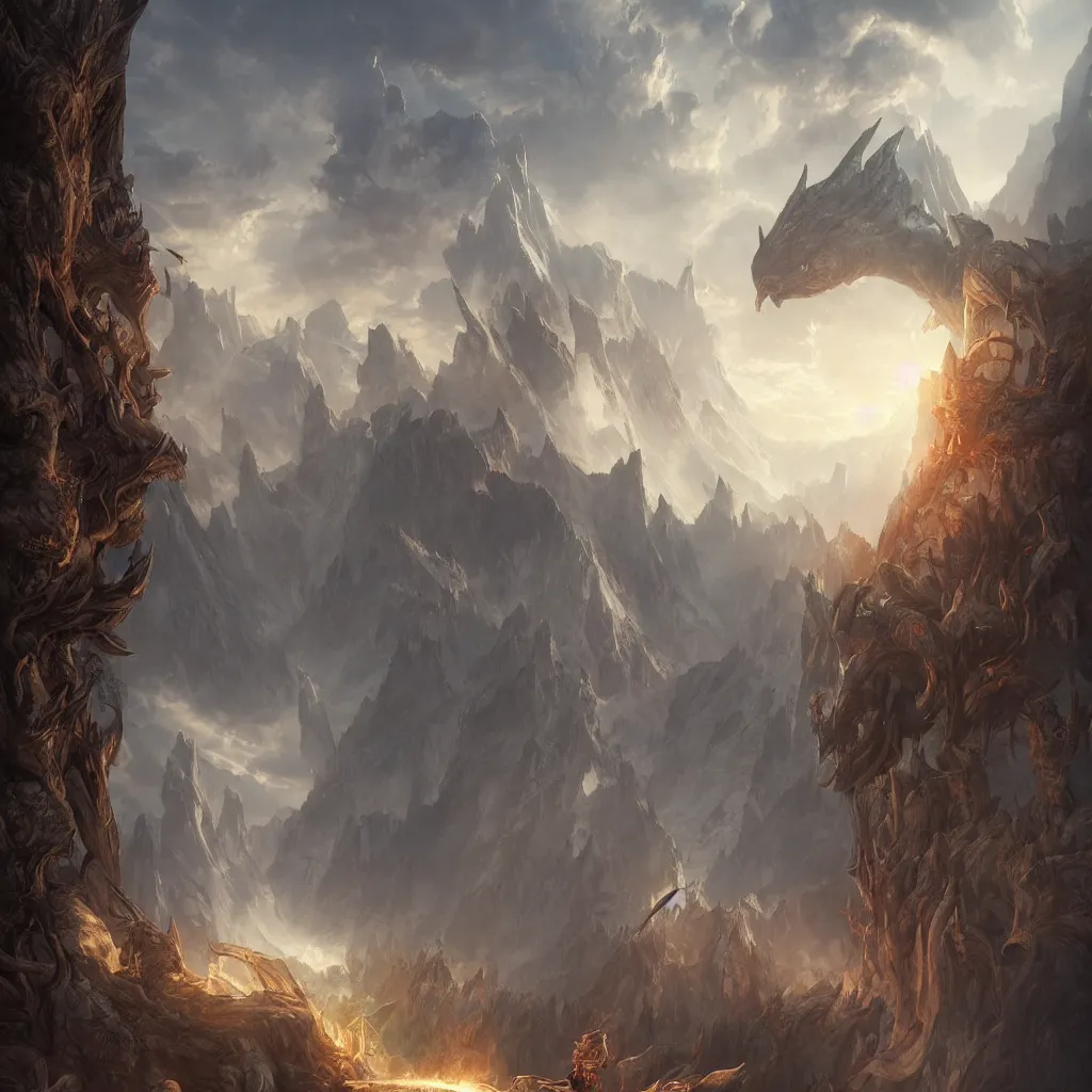 Image similar to hyper realistic fantasy monster, by artgerm, background by greg rutkowski