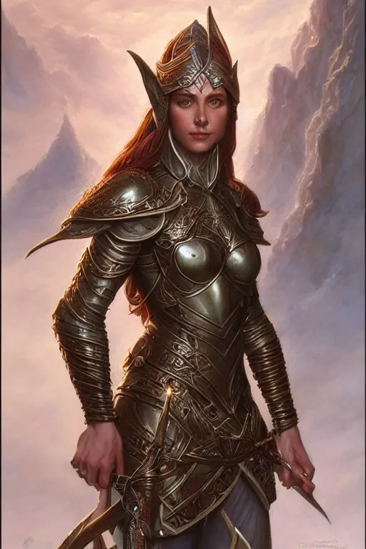 Prompt: female elven warrior portrait | highly detailed | very intricate | symmetrical | cinematic lighting | award - winning | closeup portrait | painted by donato giancola and mandy jurgens and charlie bowater | featured on artstation