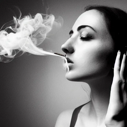 Image similar to a beautiful photo of a smoking person. smoke. poster.