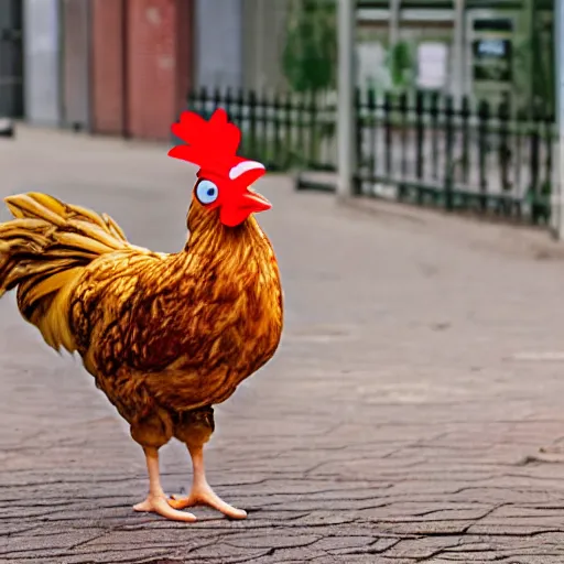 Image similar to photography cute chicken dressed as an inmate