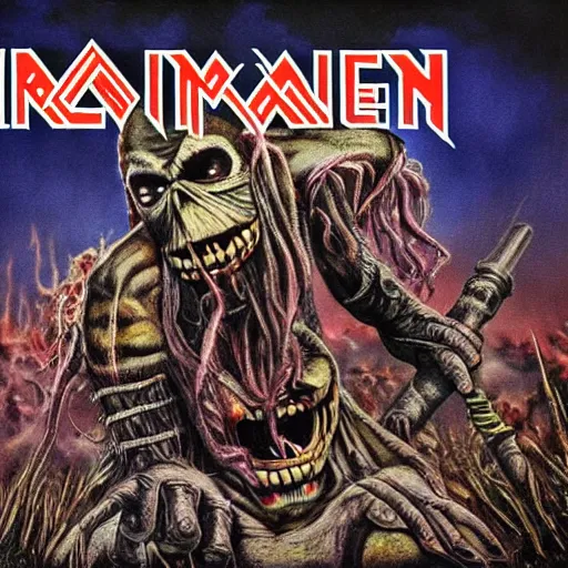 Prompt: Iron Maiden art but as realistic photography, high detailed, news photography, bbc