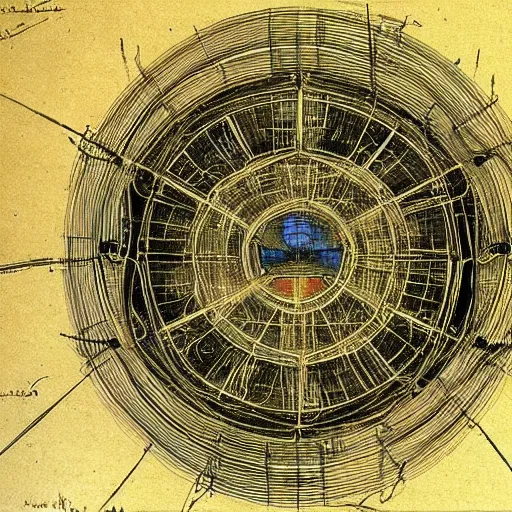 Image similar to Leonardo Da Vinci sketch of the Large Hadron Collider (CERN)