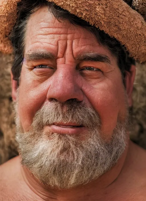 Image similar to closeup portrait of fred flintstone, depth of field, zeiss lens, detailed, symmetrical, centered, fashion photoshoot, by Annie Leibovitz and Steve McCurry, David Lazar, Jimmy Nelsson, Breathtaking, 8k resolution, extremely detailed, beautiful, establishing shot, artistic, hyperrealistic, beautiful face, octane render