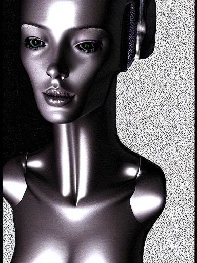 Prompt: a gorgeous concept art drawing of a female cybernetic mannequin, soft lighting, realistic, smooth face, 8 k high definition, insanely detailed, intricate, elegant, trending on artstation, vaporwave synthwave 1 9 8 0 s sci - fi art style. influenced by chris fodd and chris moore and vincent di fate