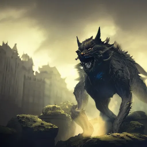 Image similar to shadow beast with catlike face, consist of shadow, by greg rutkowski, magic the gathering, highly detailed, octane render, 4 k