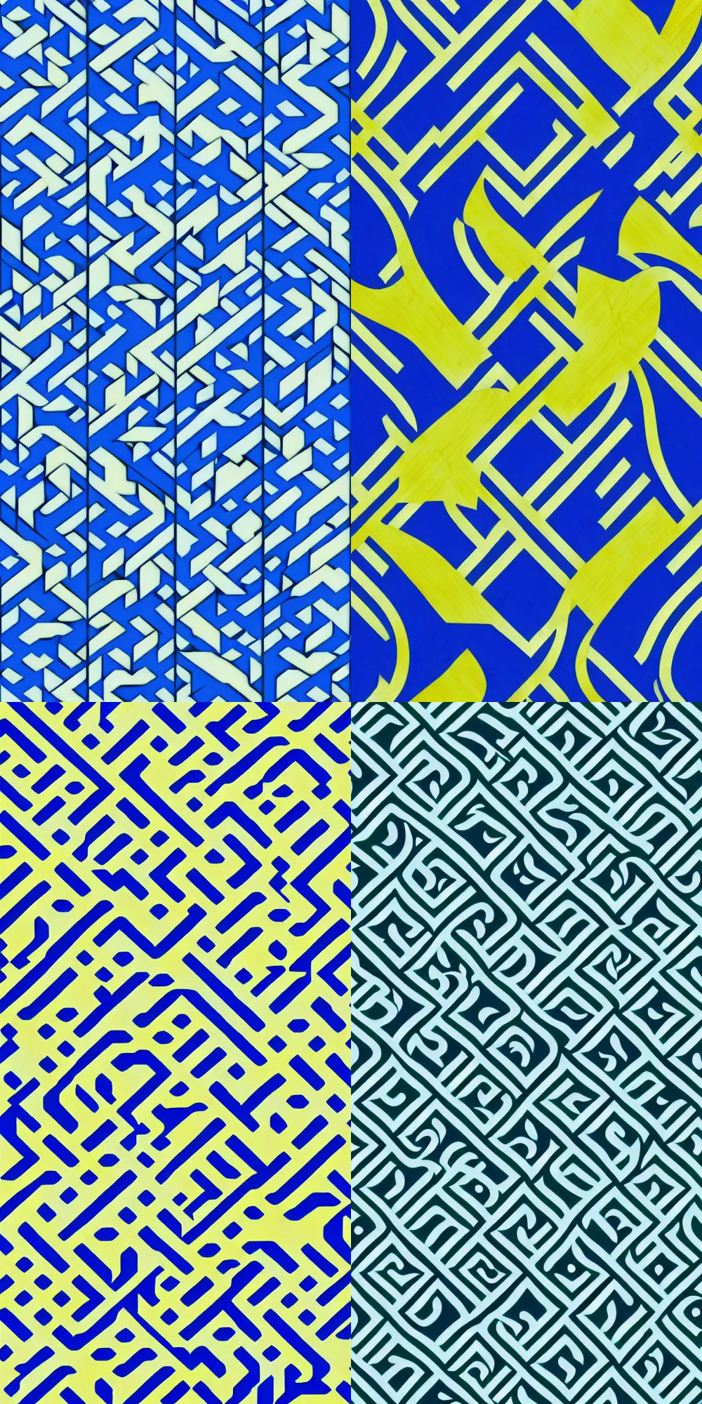 Prompt: a tessellation of minimalist, surrealist, islamic art, islamic calligraphy, 8 k, abstract, 3 d render, glossy, shiny, lapis lazuli gradients, negative space, proportional, inner ear, vector image, octane render