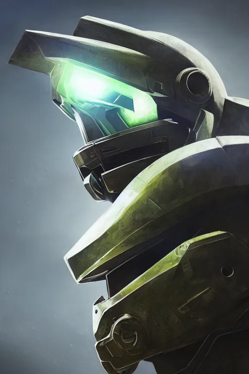 Image similar to robot ninja mask helmet halo master chief radiating a glowing aura global illumination ray tracing hdr fanart arstation by ian pesty and katarzyna da „ bek - chmiel