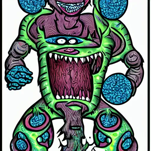 Prompt: monsters, art style by jimmy alonzo, trending on deviant art, toon shader, trippy cartoon style