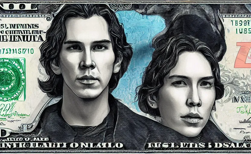 Image similar to reylo on a dollar bill