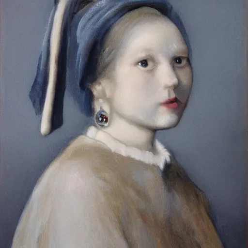 Image similar to a cat wearing a Pearl Earring by Johannes Vemeer,
