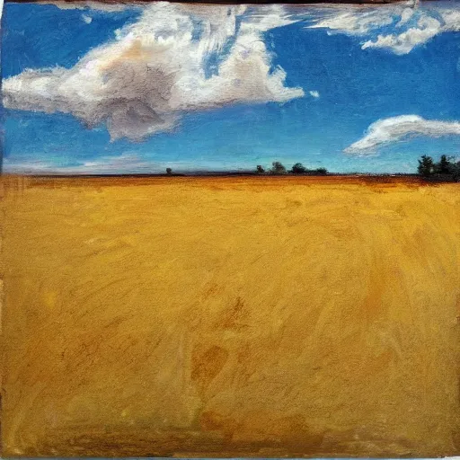 Image similar to sunny day, underlying sense of dread, stormy clouds on the horizon, warm palette