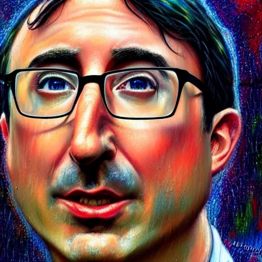 Prompt: John oliver in the rain, realistic detailed face, artstation, concept art, sharp focus, matte painting, hyper detailed, hyper realistic, art by Josephine wall