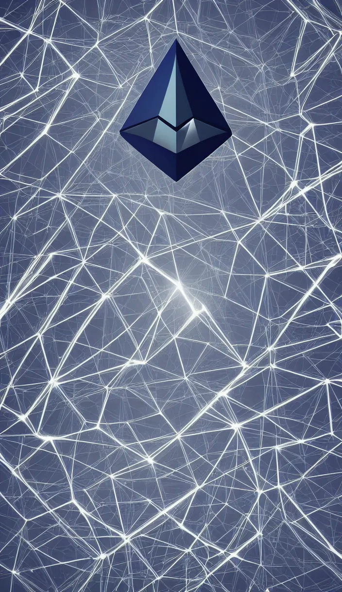 Image similar to ethereum logo in a 3 d room abstract background, hyper realistic, cg render, octane render, unreal engine, dramatic lighting