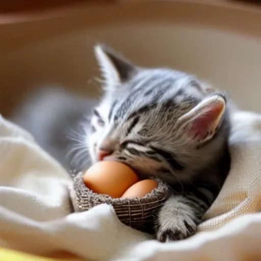 Image similar to cute kitten hatching from an egg