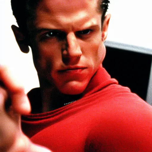 Prompt: Flash McQueen in American Psycho (1999)