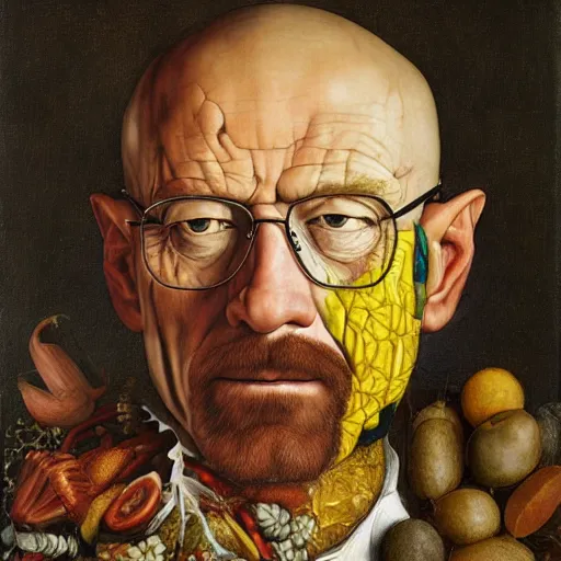 Image similar to giuseppe arcimboldo painting walter white