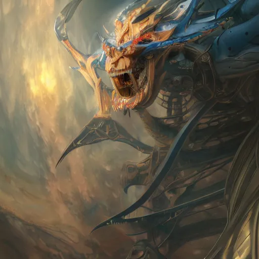 Prompt: Zaraki Kenpachis Powered Up Final Form, Mechanical, detailed, centered, digital painting, artstation, concept art, donato giancola, Joseph Christian Leyendecker, WLOP, Boris Vallejo, Breathtaking, 8k resolution, extremely detailed, beautiful, establishing shot, artistic, hyperrealistic, beautiful face, octane render, cinematic lighting, dramatic lighting, masterpiece