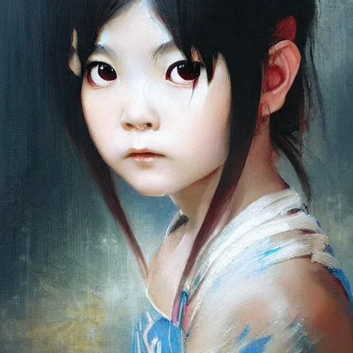 Image similar to realistic oil painting portrait of Babymetal J-Rock singer idol girl Yui Mizuno, she is 20 years old, by Greg Rutkowski, Peter Mohrbacher, Craig Mullins.