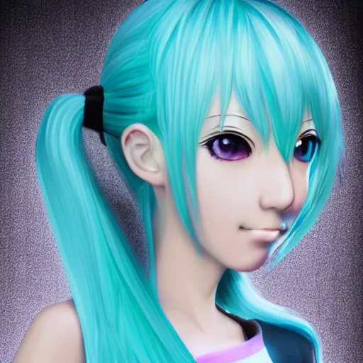 Image similar to photorealistic hatsune miku