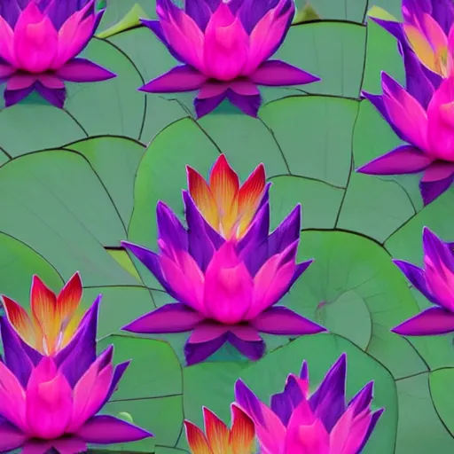 Prompt: different colored lotus flowers, digital art, trending on artstation