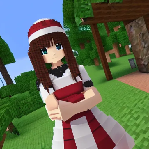 Prompt: anime girl in minecraft