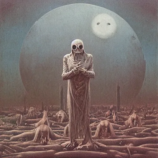 Prompt: evil baptism, decay, ritual, full moon, plague, 1 0 0 0 best album covers, highly detailed, wide angle, beksinski, bradley, otherworldly, andre le notre, psychedelic