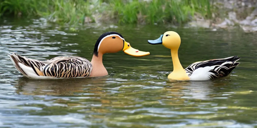 Image similar to transformation of a duck to a rubber duck