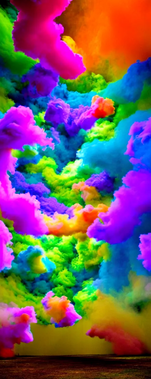 Prompt: interior of heaven made out of colorful smoke,