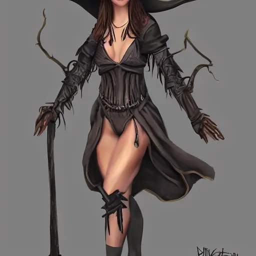 Image similar to full body portrait concept art of brooke monke from tiktok as a witch from dungeons and dragons, beautiful skin, hd, 8 k, illustration, trending on art station, unreal engine 5 render, professional art, hot clothes