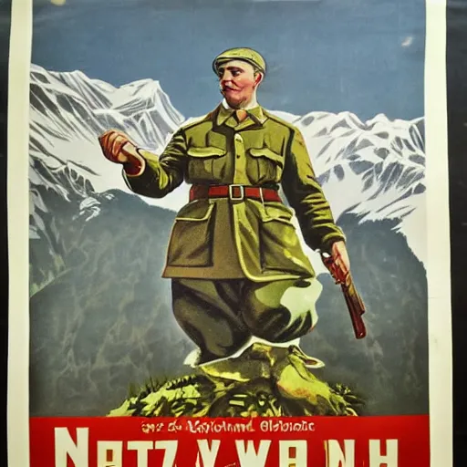 Prompt: highly detailed german ww 2 propaganda!!! nazi poster of german alps