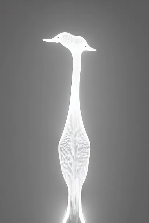 Image similar to led light in goose form, 3 5 mm, close - up, design forms, intricate details. front on, symmetrical.