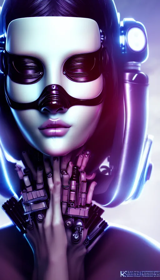 Image similar to face mask on beautiful woman face, cyberpunk art by kuno veeber, cgsociety, computer art, ultra detailed, futuristic, anime aesthetic