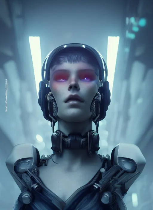 Prompt: a portrait of a cyberpunk female cyborg by alexandre cabanel, scifi, cyberpunk, dark lighting, bladerunner, smooth, octane render