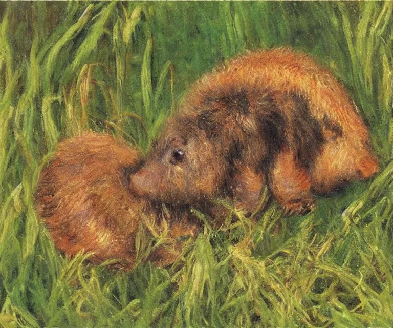 Prompt: campephilus principalis, cute, monet, oil painting