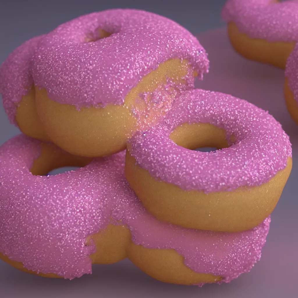 Prompt: unreal 5 engine render of a highly detailed model of a Pink Frosted Sprinkle Covered Doughnut, ray tracing on, intricate, hyperrealism, tasty treat,