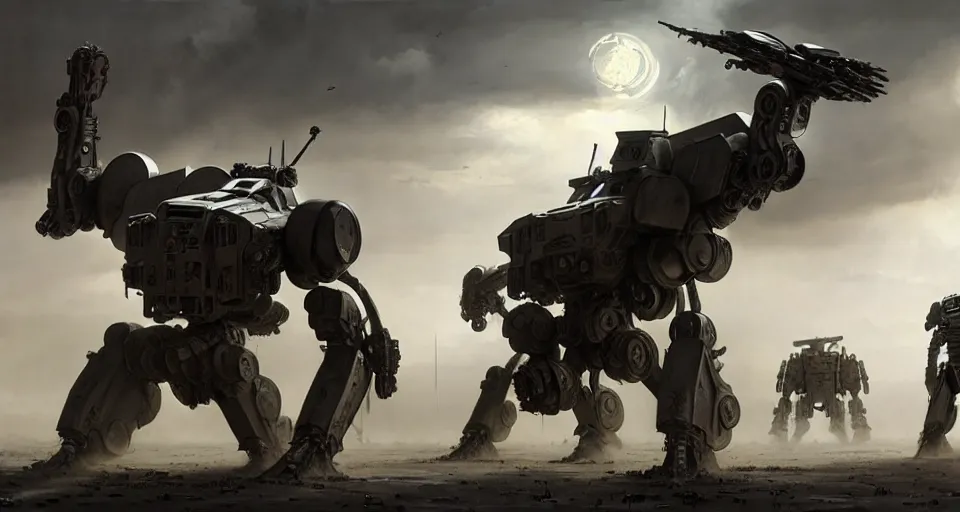 Image similar to hyper realistic sci - fi matte concept art painting of dramatic cinematic scene of humanoid zombie - flesh - battlemech, guns, missiles, explosions, beautiful details, strong composition painted by kim jung guweta studio rutkowski, james gurney and greg rutkowski, and lucasfilm, smooth, intricate, detailed, sharp focus, cinematic