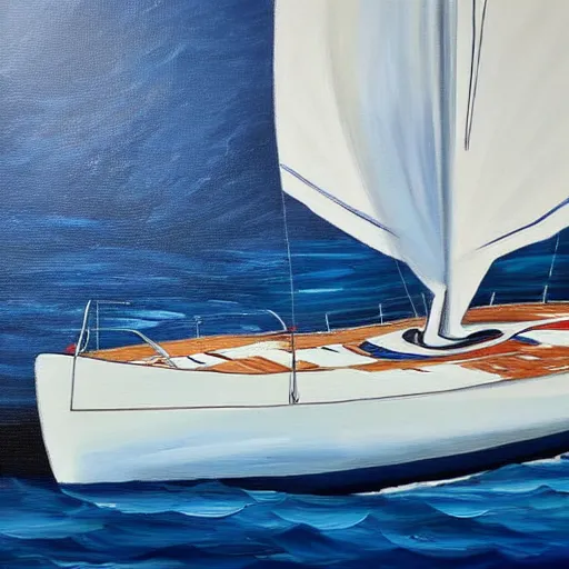 Image similar to viktor orban sailing a yacht, oil painting