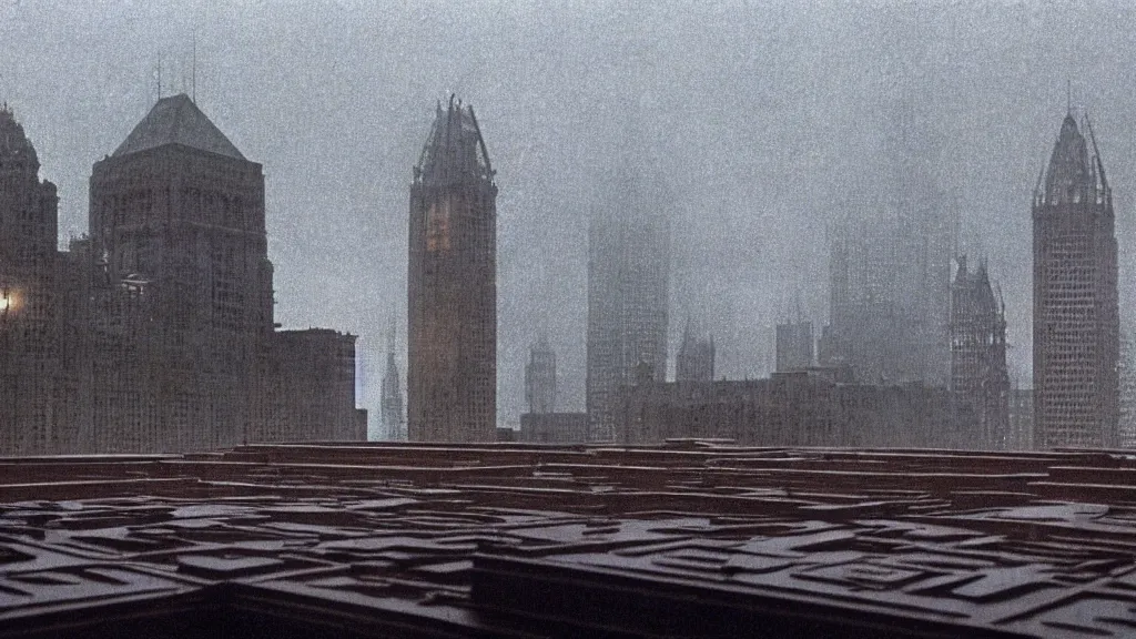 Prompt: the roof of city hall opens up, film still from the movie directed by christopher nolan and david cronenberg with art direction by zdzisław beksinski and dr. seuss