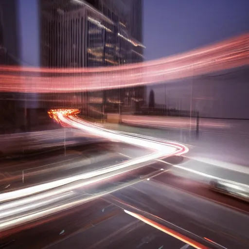 Prompt: a blurry photo of a city at night, a tilt shift photo by ian spriggs, featured on flickr, modular constructivism, long exposure, multiple exposure, soft mist