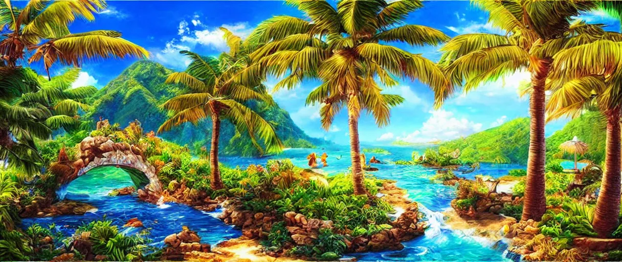 Prompt: beautiful Paradise, sunny, photorealistic, masterpiece, award winning landscape photo, hyperdetailed