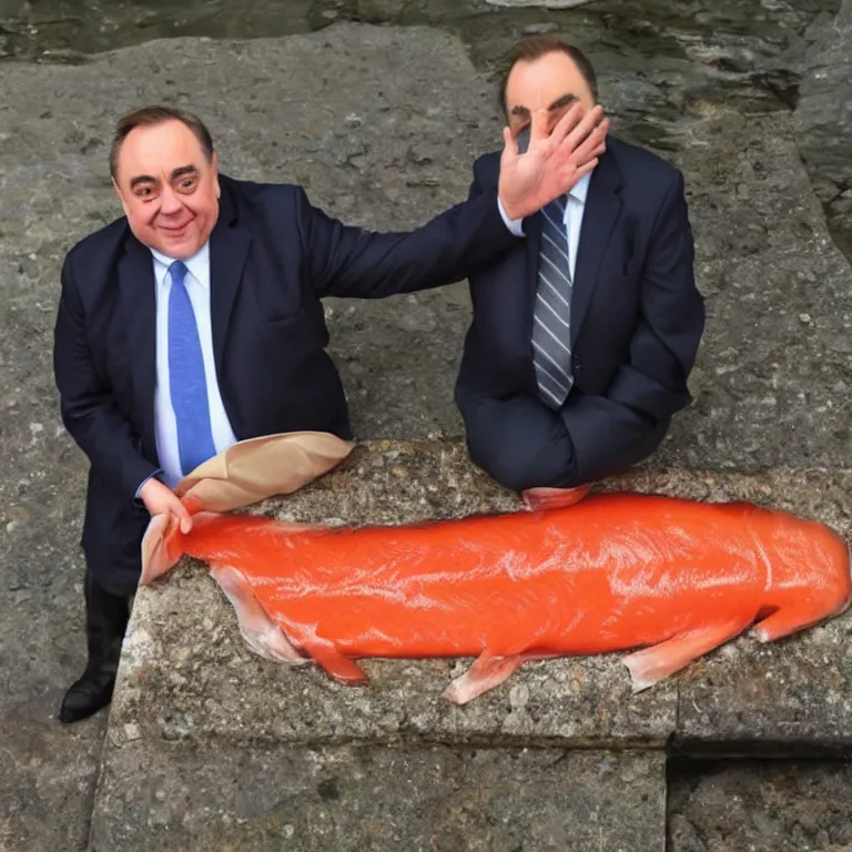 Image similar to alex salmond as a salmon