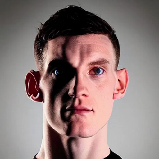 Prompt: “a realistic detailed photo of a guy who is an attractive humanoid who is half robot and half humanoid, who is a male android, Declan Rice, shiny skin”