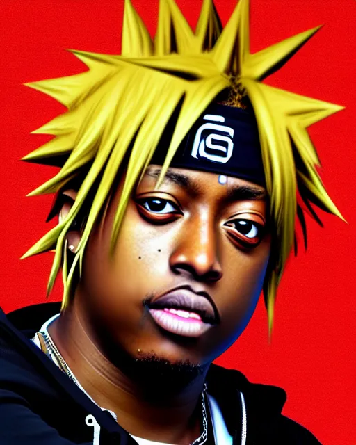 Prompt: juice wrld rapper rockstar legend highly detailed photo realistic naruto digital art