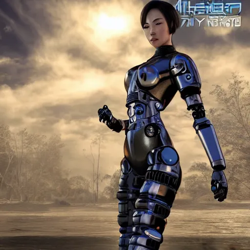 Prompt: a cybernetic female android martial-artist/mercenary in a combat pose Photorealistic HD 8k highlights and shadow detailed High Resolution