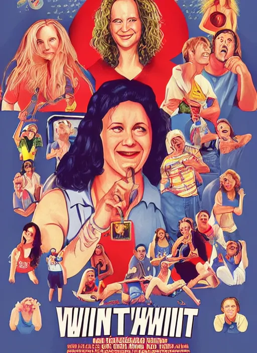 Prompt: wet hot american summer ( 2 0 0 1 ), poster art by sarah louisa kilpack, behance contest winner, american realism, poster art, movie poster, concert poster