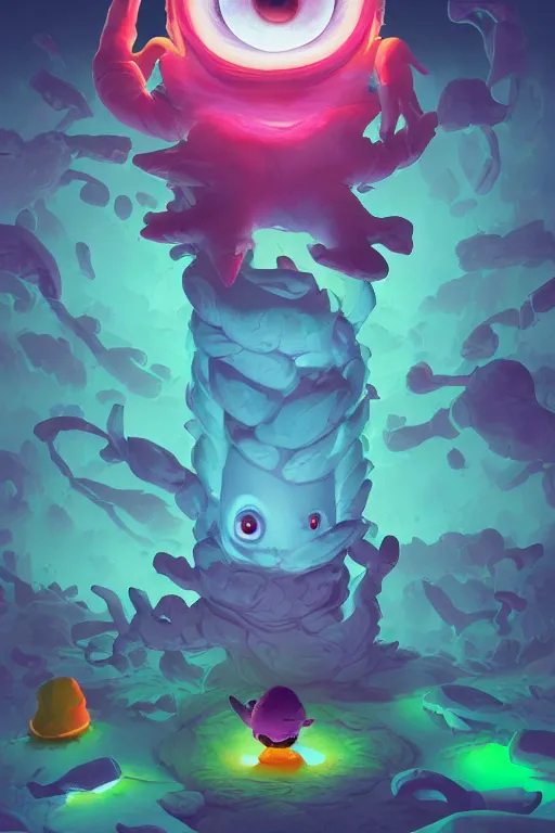 Image similar to smurf ghost creature animal sushi cristal very big eye roots cactus elemental flush of force nature micro world fluo fishscale, behance hd by jesper ejsing, by rhads, makoto shinkai and lois van baarle, ilya kuvshinov, rossdraws radiating a glowing aura global illumination ray tracing hdr